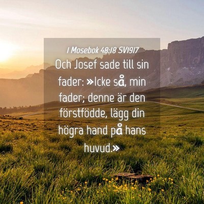 Picture 04 - 1 Mosebok 48:18 SV1917 - Och Josef sade till sin fader: »Icke så, min - Bible Verse Picture