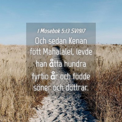 Picture 04 - 1 Mosebok 5:13 SV1917 - Och sedan Kenan fött Mahalalel, levde han åtta - Bible Verse Picture