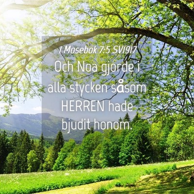 Picture 04 - 1 Mosebok 7:5 SV1917 - Och Noa gjorde i alla stycken såsom HERREN hade - Bible Verse Picture
