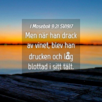 Picture 04 - 1 Mosebok 9:21 SV1917 - Men när han drack av vinet, blev han drucken och - Bible Verse Picture