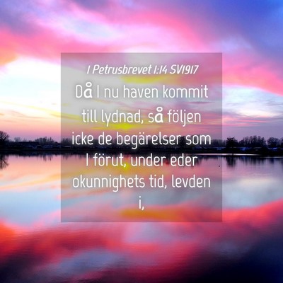 Picture 04 - 1 Petrusbrevet 1:14 SV1917 - Då I nu haven kommit till lydnad, så följen - Bible Verse Picture