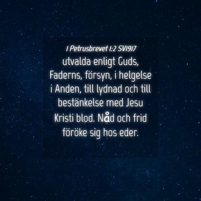 Picture 04 - 1 Petrusbrevet 1:2 SV1917 - utvalda enligt Guds, Faderns, försyn, i helgelse - Bible Verse Picture