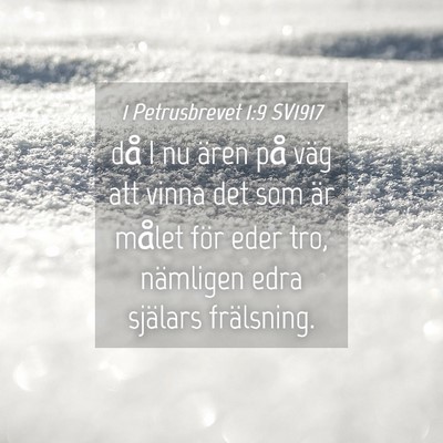 Picture 04 - 1 Petrusbrevet 1:9 SV1917 - då I nu ären på väg att vinna det som är - Bible Verse Picture