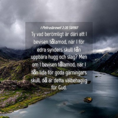 Picture 04 - 1 Petrusbrevet 2:20 SV1917 - Ty vad berömligt är däri att I bevisen - Bible Verse Picture