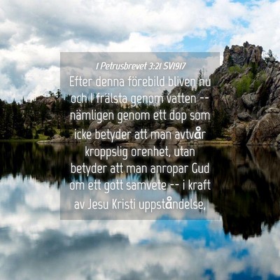 Picture 04 - 1 Petrusbrevet 3:21 SV1917 - Efter denna förebild bliven nu och I frälsta - Bible Verse Picture