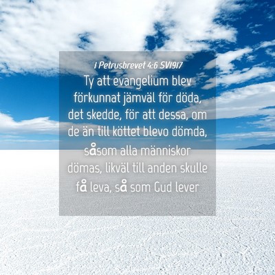 Picture 04 - 1 Petrusbrevet 4:6 SV1917 - Ty att evangelium blev förkunnat jämväl för - Bible Verse Picture