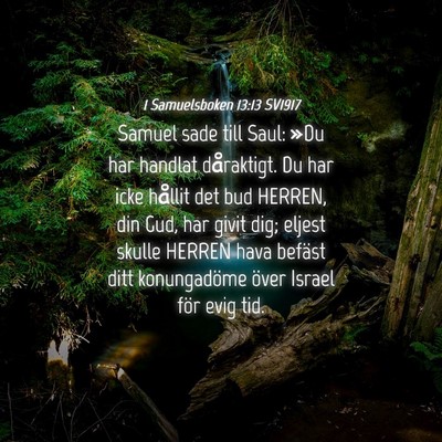 Picture 04 - 1 Samuelsboken 13:13 SV1917 - Samuel sade till Saul: »Du har handlat - Bible Verse Picture