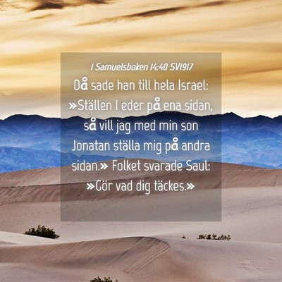 Picture 04 - 1 Samuelsboken 14:40 SV1917 - Då sade han till hela Israel: »Ställen I eder - Bible Verse Picture