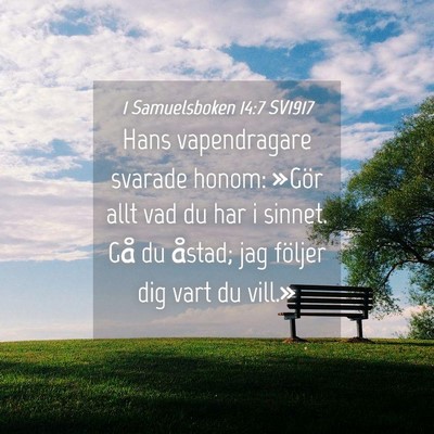 Picture 04 - 1 Samuelsboken 14:7 SV1917 - Hans vapendragare svarade honom: »Gör allt vad - Bible Verse Picture