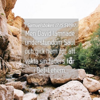 Picture 04 - 1 Samuelsboken 17:15 SV1917 - Men David lämnade understundom Saul och gick hem - Bible Verse Picture