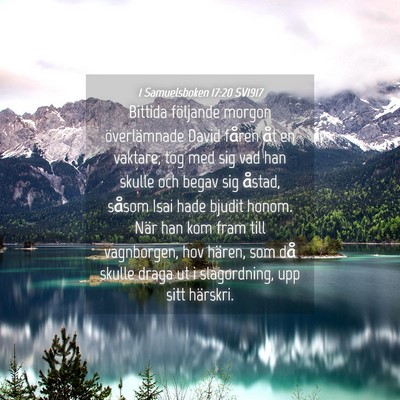 Picture 04 - 1 Samuelsboken 17:20 SV1917 - Bittida följande morgon överlämnade David - Bible Verse Picture