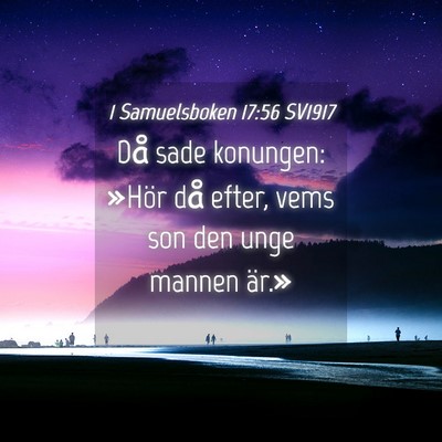 Picture 04 - 1 Samuelsboken 17:56 SV1917 - Då sade konungen: »Hör då efter, vems son den - Bible Verse Picture