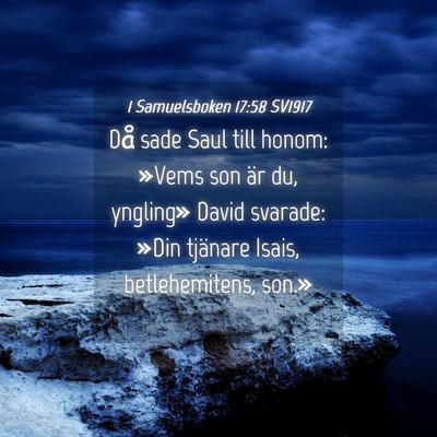Picture 04 - 1 Samuelsboken 17:58 SV1917 - Då sade Saul till honom: »Vems son är du, - Bible Verse Picture