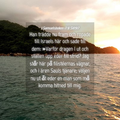 Picture 04 - 1 Samuelsboken 17:8 SV1917 - Han trädde nu fram och ropade till Israels här - Bible Verse Picture