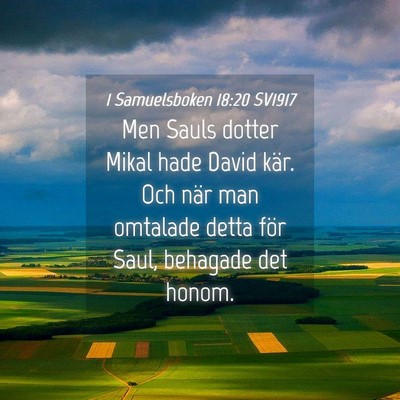 Picture 04 - 1 Samuelsboken 18:20 SV1917 - Men Sauls dotter Mikal hade David kär. Och när - Bible Verse Picture