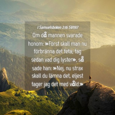 Picture 04 - 1 Samuelsboken 2:16 SV1917 - Om då mannen svarade honom: »Först skall man - Bible Verse Picture