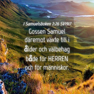 Picture 04 - 1 Samuelsboken 2:26 SV1917 - Gossen Samuel däremot växte till i ålder och - Bible Verse Picture
