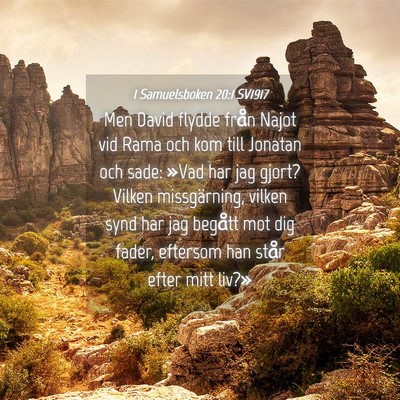 Picture 04 - 1 Samuelsboken 20:1 SV1917 - Men David flydde från Najot vid Rama och kom - Bible Verse Picture