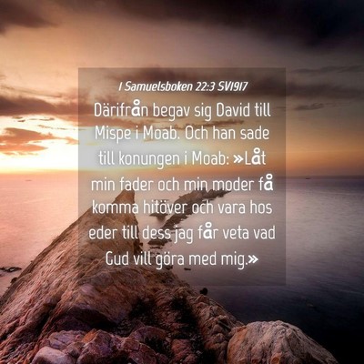 Picture 04 - 1 Samuelsboken 22:3 SV1917 - Därifrån begav sig David till Mispe i Moab. Och - Bible Verse Picture