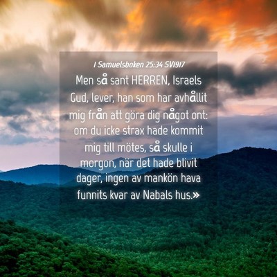 Picture 04 - 1 Samuelsboken 25:34 SV1917 - Men så sant HERREN, Israels Gud, lever, han som - Bible Verse Picture