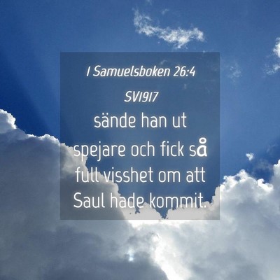 Picture 04 - 1 Samuelsboken 26:4 SV1917 - sände han ut spejare och fick så full visshet - Bible Verse Picture
