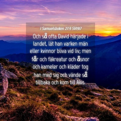 Picture 04 - 1 Samuelsboken 27:9 SV1917 - Och så ofta David härjade i landet, lät han - Bible Verse Picture