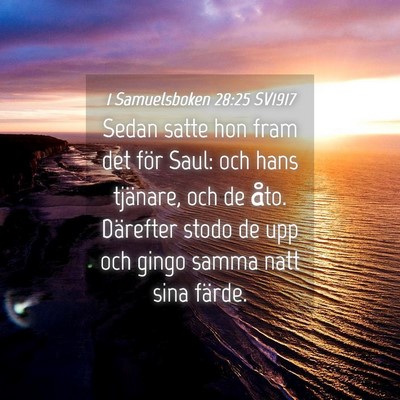 Picture 04 - 1 Samuelsboken 28:25 SV1917 - Sedan satte hon fram det för Saul: och hans - Bible Verse Picture