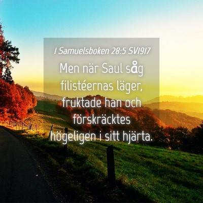 Picture 04 - 1 Samuelsboken 28:5 SV1917 - Men när Saul såg filistéernas läger, fruktade - Bible Verse Picture