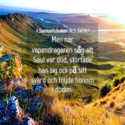 Picture 04 - 1 Samuelsboken 31:5 SV1917 - Men när vapendragaren såg att Saul var död, - Bible Verse Picture