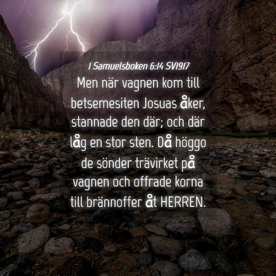 Picture 04 - 1 Samuelsboken 6:14 SV1917 - Men när vagnen kom till betsemesiten Josuas - Bible Verse Picture