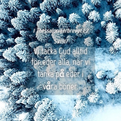 Picture 04 - 1 Thessalonikerbrevet 1:2 SV1917 - Vi tacka Gud alltid för eder alla, när vi - Bible Verse Picture