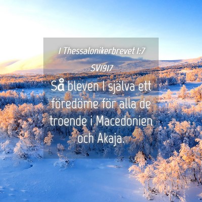 Picture 04 - 1 Thessalonikerbrevet 1:7 SV1917 - Så bleven I själva ett föredöme för alla de - Bible Verse Picture