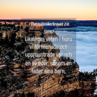 Picture 04 - 1 Thessalonikerbrevet 2:11 SV1917 - Likaledes veten I huru vi förmanade och - Bible Verse Picture