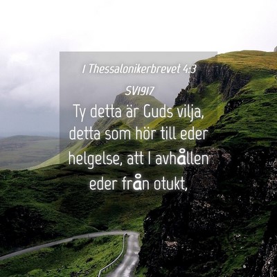 Picture 04 - 1 Thessalonikerbrevet 4:3 SV1917 - Ty detta är Guds vilja, detta som hör till eder - Bible Verse Picture