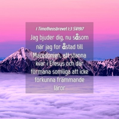 Picture 04 - 1 Timotheosbrevet 1:3 SV1917 - Jag bjuder dig, nu såsom när jag for åstad - Bible Verse Picture