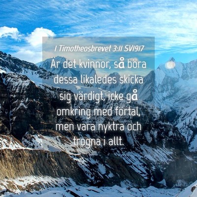 Picture 04 - 1 Timotheosbrevet 3:11 SV1917 - Är det kvinnor, så böra dessa likaledes skicka - Bible Verse Picture