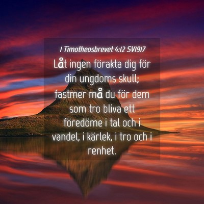 Picture 04 - 1 Timotheosbrevet 4:12 SV1917 - Låt ingen förakta dig för din ungdoms skull; - Bible Verse Picture