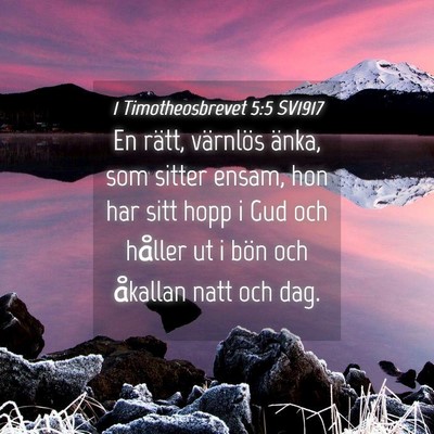 Picture 04 - 1 Timotheosbrevet 5:5 SV1917 - En rätt, värnlös änka, som sitter ensam, hon - Bible Verse Picture