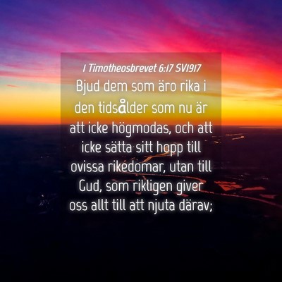 Picture 04 - 1 Timotheosbrevet 6:17 SV1917 - Bjud dem som äro rika i den tidsålder som nu - Bible Verse Picture
