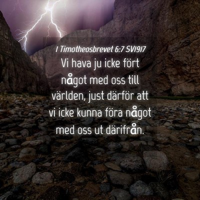 Picture 04 - 1 Timotheosbrevet 6:7 SV1917 - Vi hava ju icke fört något med oss till - Bible Verse Picture