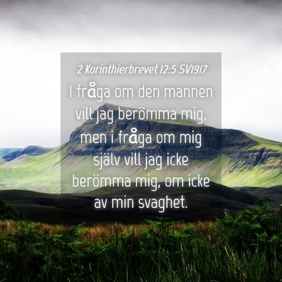 Picture 04 - 2 Korinthierbrevet 12:5 SV1917 - I fråga om den mannen vill jag berömma mig, men - Bible Verse Picture
