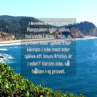Picture 04 - 2 Korinthierbrevet 13:5 SV1917 - Rannsaken eder själva, huruvida I ären i tron, - Bible Verse Picture