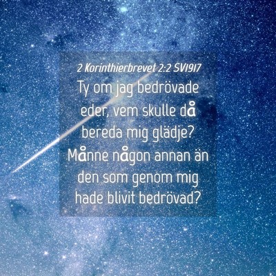 Picture 04 - 2 Korinthierbrevet 2:2 SV1917 - Ty om jag bedrövade eder, vem skulle då bereda - Bible Verse Picture