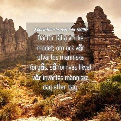 Picture 04 - 2 Korinthierbrevet 4:16 SV1917 - Därför fälla vi icke modet; om ock vår - Bible Verse Picture