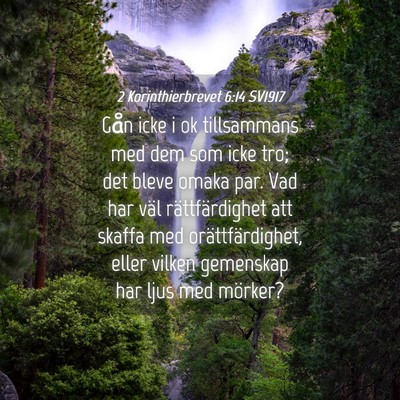 Picture 04 - 2 Korinthierbrevet 6:14 SV1917 - Gån icke i ok tillsammans med dem som icke tro; - Bible Verse Picture