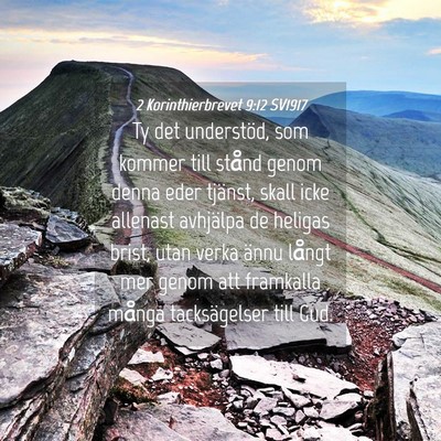 Picture 04 - 2 Korinthierbrevet 9:12 SV1917 - Ty det understöd, som kommer till stånd genom - Bible Verse Picture