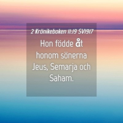 Picture 04 - 2 Krönikeboken 11:19 SV1917 - Hon födde åt honom sönerna Jeus, Semarja och - Bible Verse Picture