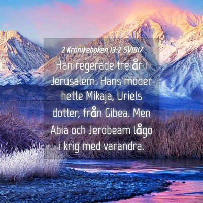 Picture 04 - 2 Krönikeboken 13:2 SV1917 - Han regerade tre år i Jerusalem. Hans moder - Bible Verse Picture