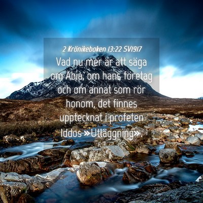 Picture 04 - 2 Krönikeboken 13:22 SV1917 - Vad nu mer är att säga om Abia, om hans - Bible Verse Picture