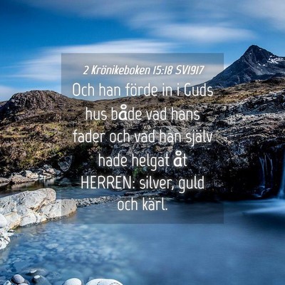 Picture 04 - 2 Krönikeboken 15:18 SV1917 - Och han förde in i Guds hus både vad hans fader - Bible Verse Picture